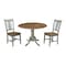 International Concepts Round 42 in Dual Drop Leaf Table, 2 San Remo Side Chairs, Hickory/Stone, 42 W, 42 L, 29.5 in H, Wood K41-42DP-C10P - alternate 1